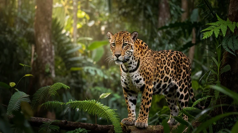 ANIMALES de Morelos: Descubre 10 ESPECIES FASCINANTES 7 Yaguar en selva Morelos, luz cinematográfica