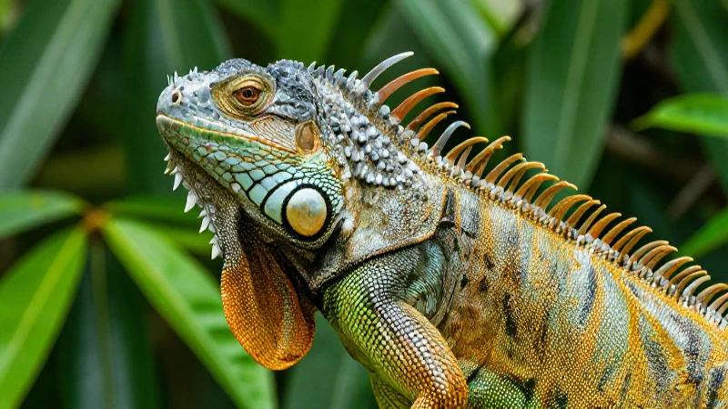 ANIMALES de Morelos: Descubre 10 ESPECIES FASCINANTES 5 Iguana verde detallada en entorno tropical