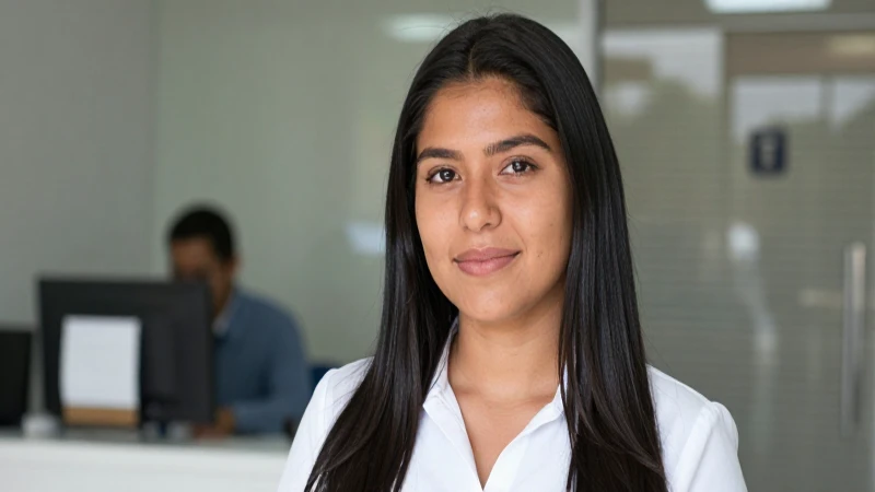 Joven mexicana, tez soleada, en banco