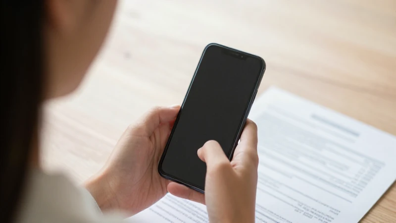 Mujer con teléfono y documentos, luz cálida