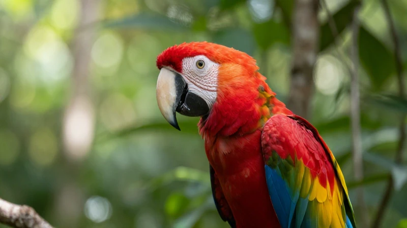 ANIMALES DE CAMPECHE: DESCUBRE 10 ESPECIES ASOMBROSAS 7 Guacamayo escarlata destaca en la selva tropical