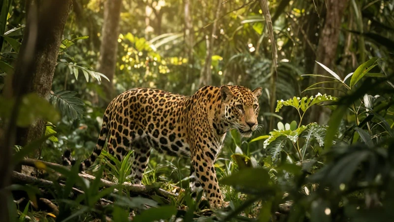 Fascinante Fauna de Puebla: ¡Descubre Sus Especies Únicas! 3 Jaguar en selva dorada y suave