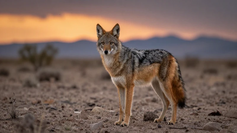 ANIMALES EN PELIGRO de EXTINCIÓN en Coahuila: ¡Descúbrelos! 3 Lobo mexicano en paisaje desértico al atardecer