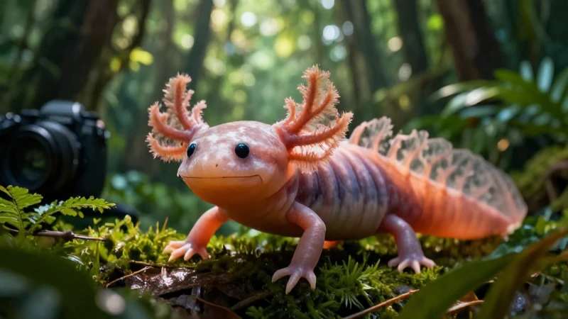 Axolote exótico en fotografía natural impresionante