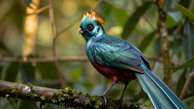 Quetzal vibrante en exuberante selva tropical