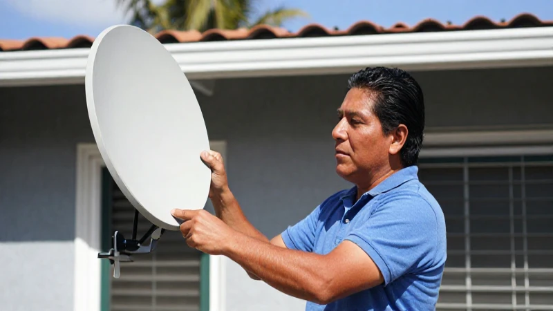 Mestizo instala antena satelital en casa suburbana