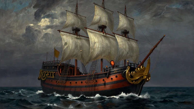 Retrato mestizo en galeón, estilo óleo dramático