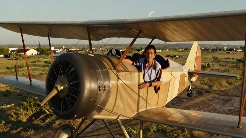 Avión vintage mexicano en un entorno histórico