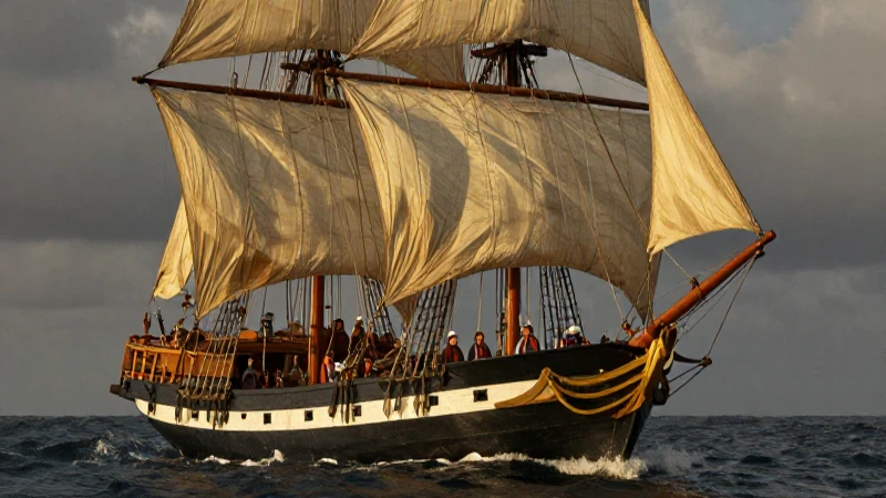 Barco histórico retrata viaje mestizo al amanecer