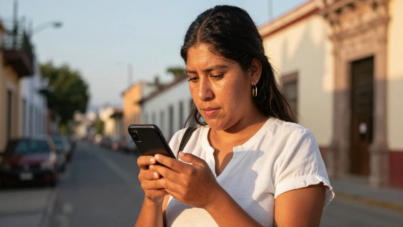 Joven mestiza en calle mexicana con luz cálida