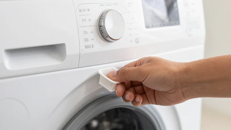 Cómo limpiar efectivamente la Lavadora Mabe en México 3 Lavadora Mabe, detergente y mano visible