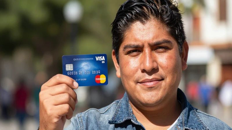 Mexicano con tarjeta de crédito y sol