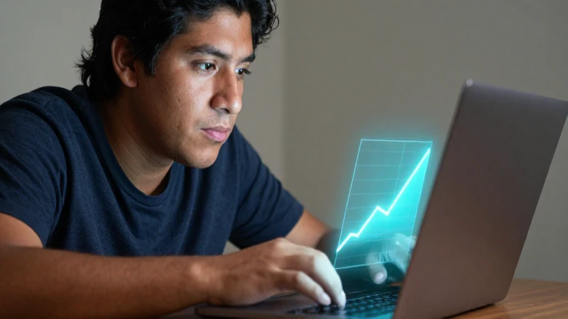 Cómo usar el medidor de banda ancha de Movistar en México 4 Mexicano mestizo usa laptop con prueba de velocidad