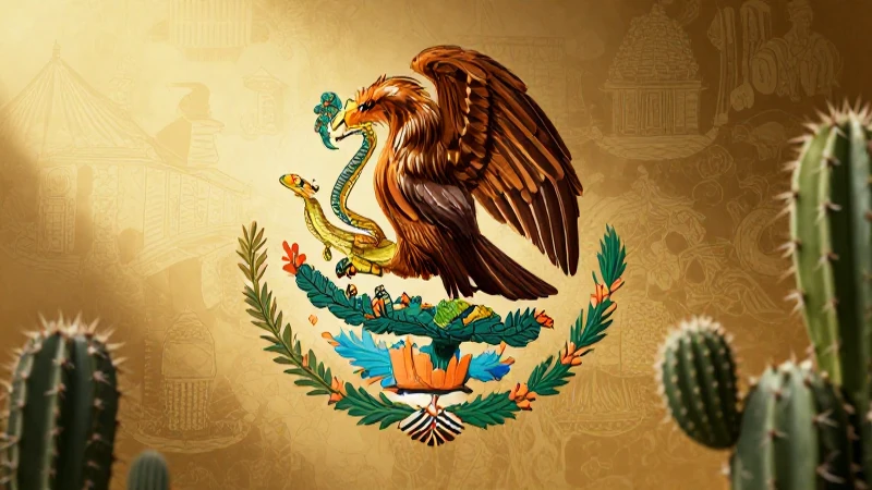 Bandera de México: Su Historia y Significado Revelados 5 Águila devorando serpiente en nopal