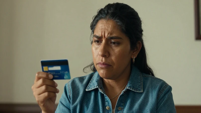 Expresión de preocupación, tarjeta en mano
