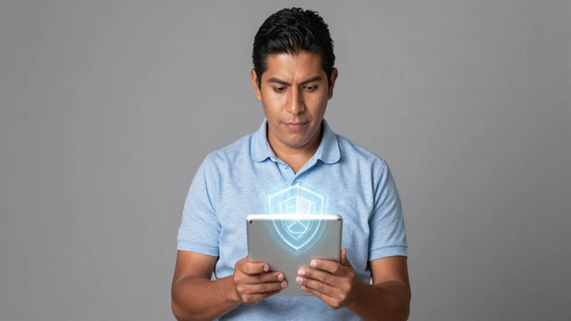Es Baubap una plataforma regulada y segura en México 5 Mestizo con tablet y escudo digital
