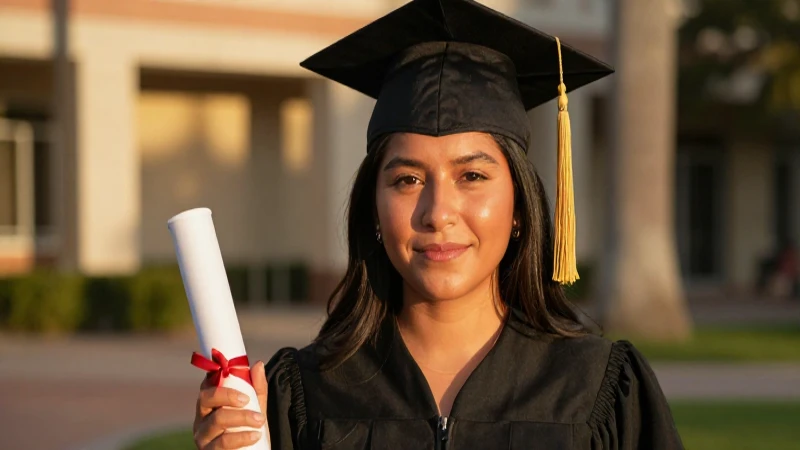 Joven mexicano graduado bajo luz dorada
