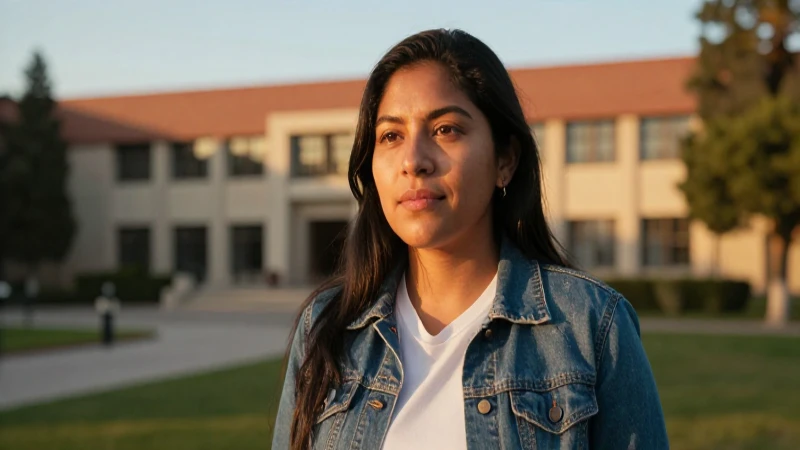 Joven mestizo en campus universitario al atardecer