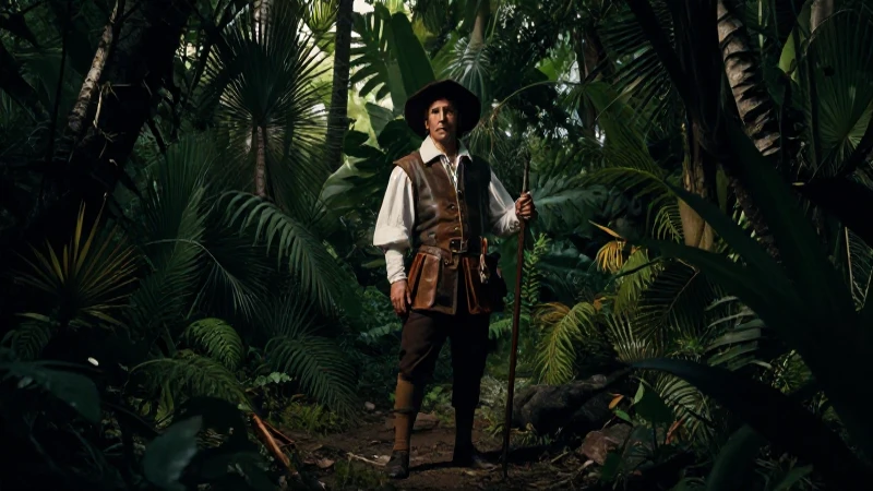 Grijalva, conquistador, en selva oscura