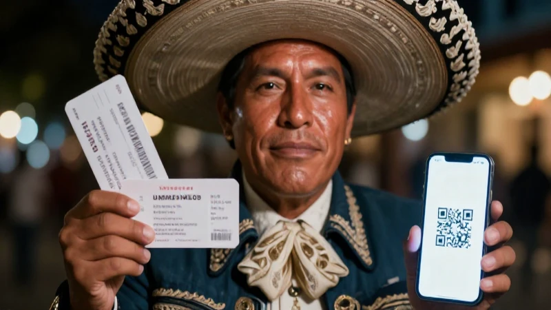 Mexicano con boleto y código QR visible