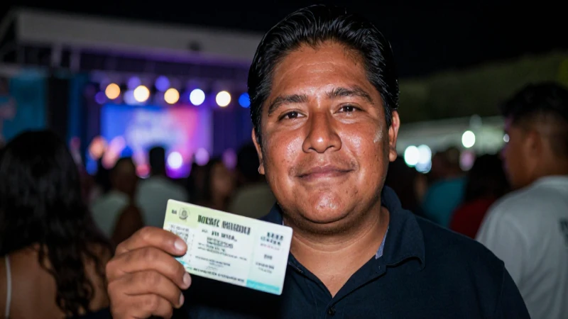 Joven mestizo con boleto en concierto