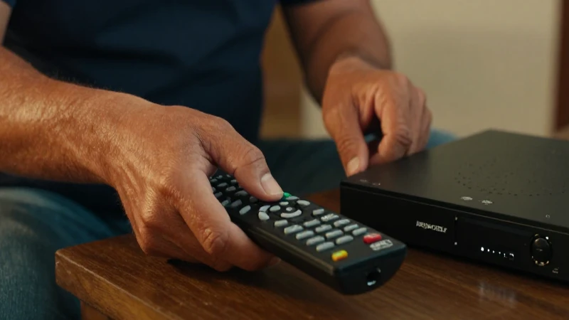 Mexicano, tez bronceada y control remoto en mano