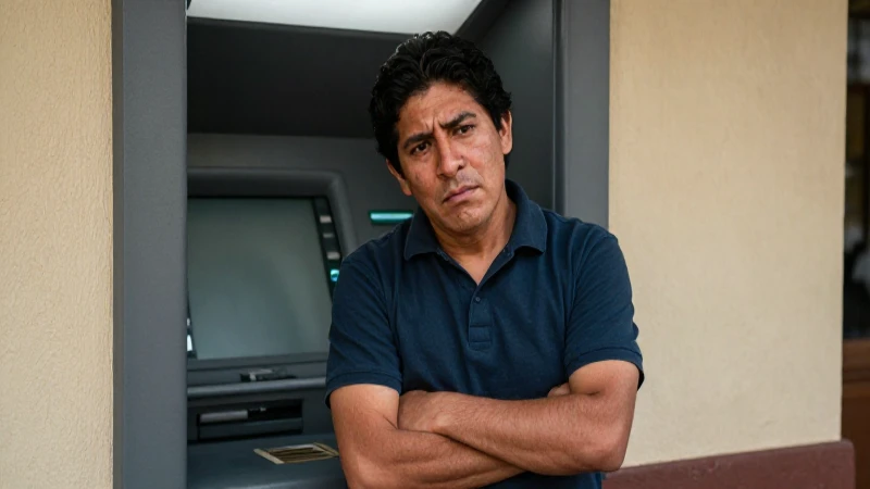 Cómo se utiliza una Practicaja de HSBC en México 6 Hombre mestizo frustrado ante el cajero automático