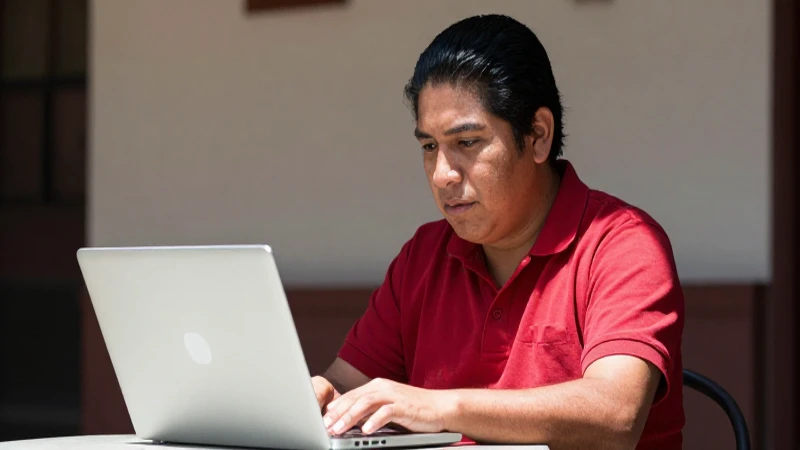 Cómo actualizar tu dirección con Totalplay en México 3 Joven mestiza, disfruta del sol y su laptop