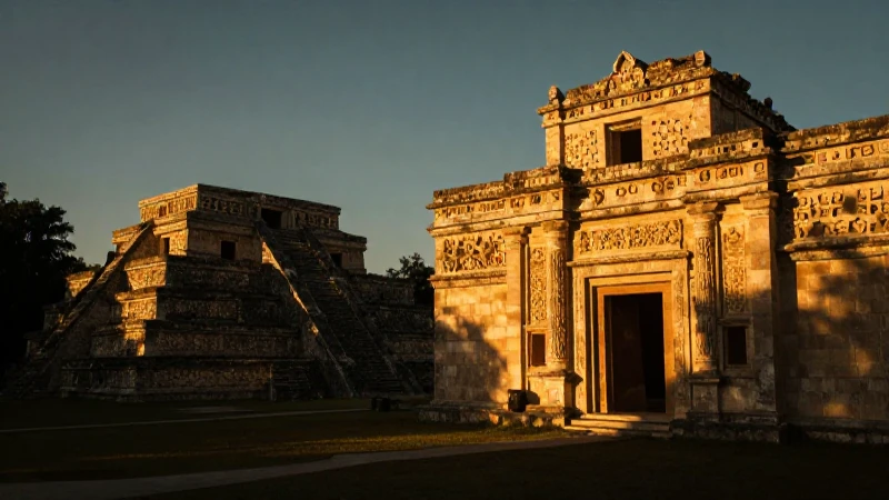 CAMPECHE: Descubre su RICA HISTORIA y LEGADO CULTURAL 4 Arquitectura colonial con ruinas mayas, cálida luz