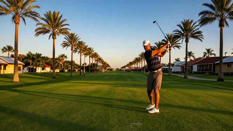 Me recomiendas campos de golf en Acapulco 4 Golfista en un atardecer tropical vibrante