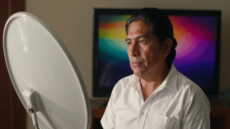 Persona mestiza observa televisión a la luz del sol