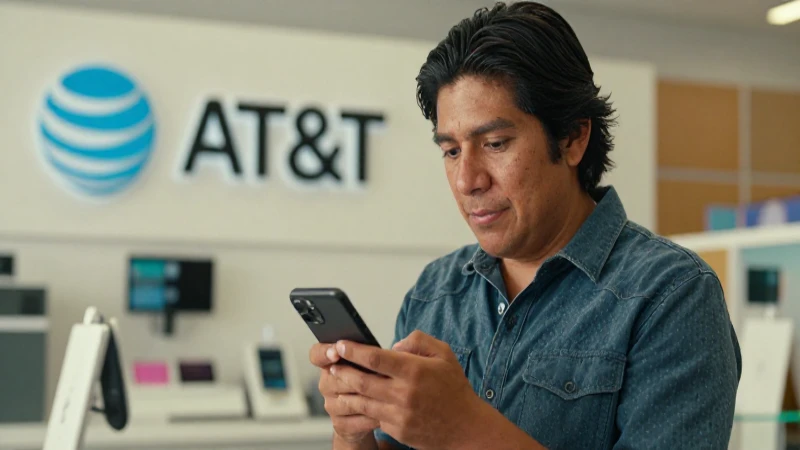 Mexicano con teléfono en tienda AT&T