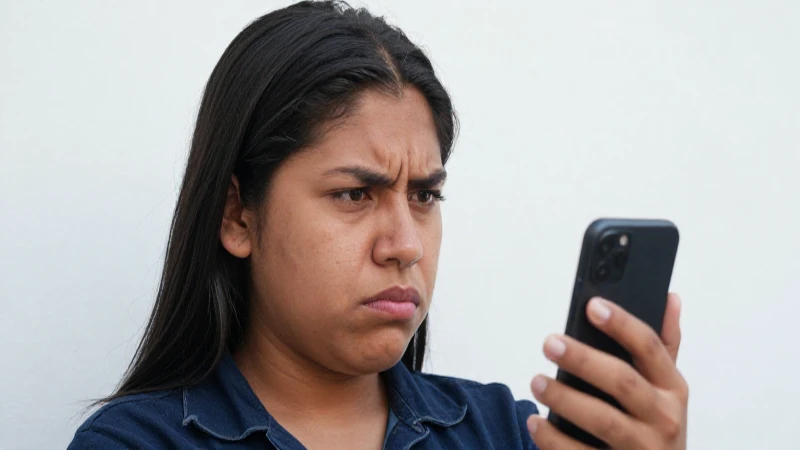 Mexicano frustrado usa smartphone bajo luz tenue