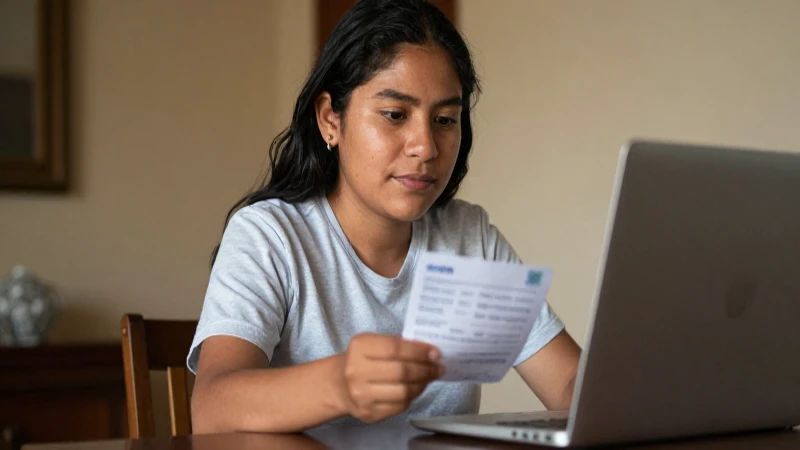 Persona mestiza paga factura online cómodamente