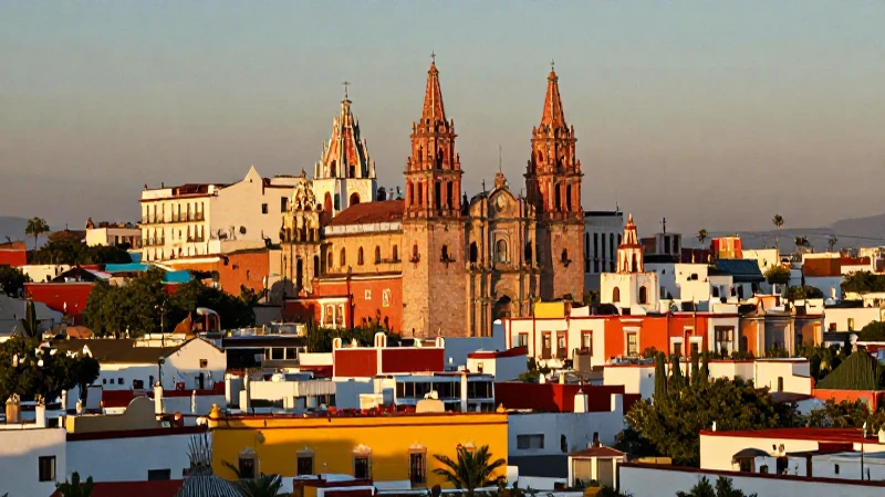 Puebla histórica irradia colores bajo la luz dorada