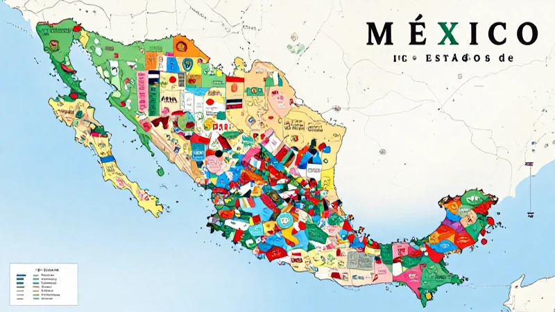 CAPITALES de los ESTADOS de MÉXICO - Recursos para IMPRESIÓN 8 Mapa artístico de las capitales mexicanas