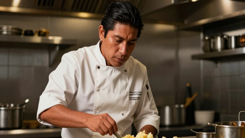 Chef mestizo de México, comida con luz cálida