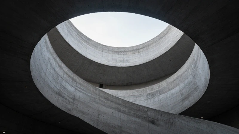 La Casa de los Tubos: Misterios y Secretos Sorprendentes 3 Arquitectura circular, rampa de hormigón e iluminación dramática