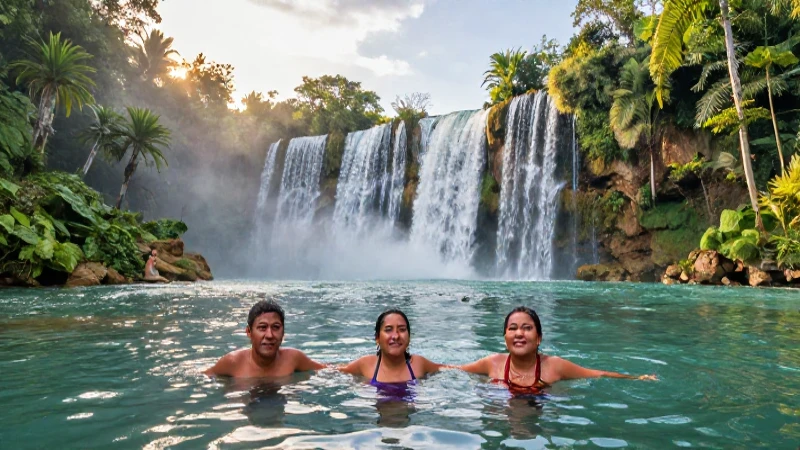 Qué se puede hacer en las Cascadas de Villa Luz en Tabasco 8 Cascada mexicana, luz dorada, gente nadando