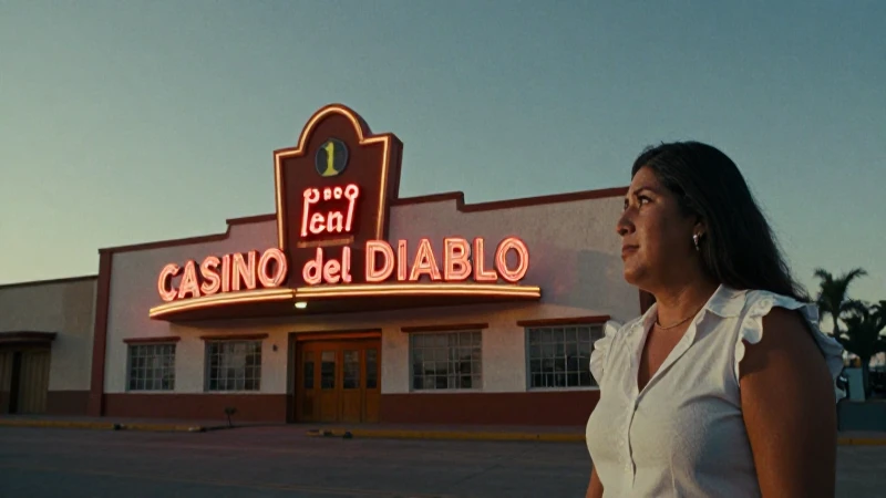 Fachada retro en el Casino del Diablo al atardecer