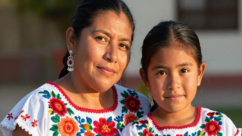 Madre e hija, mexicanas, en luz cálida