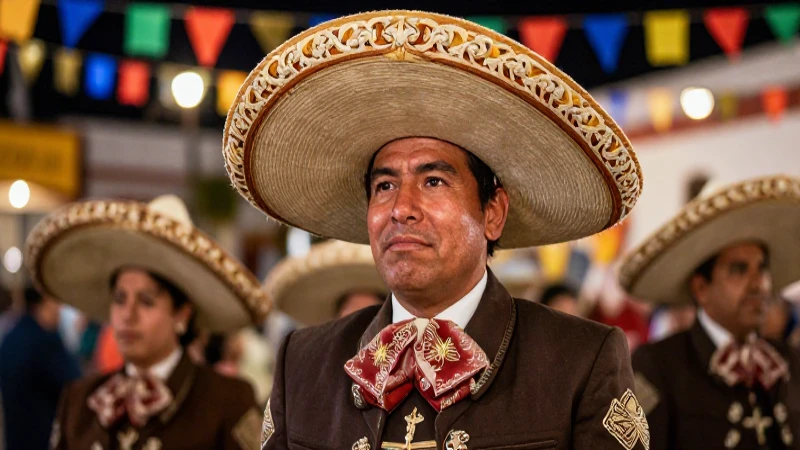 Fiesta mexicana, charro iluminado cálidamente