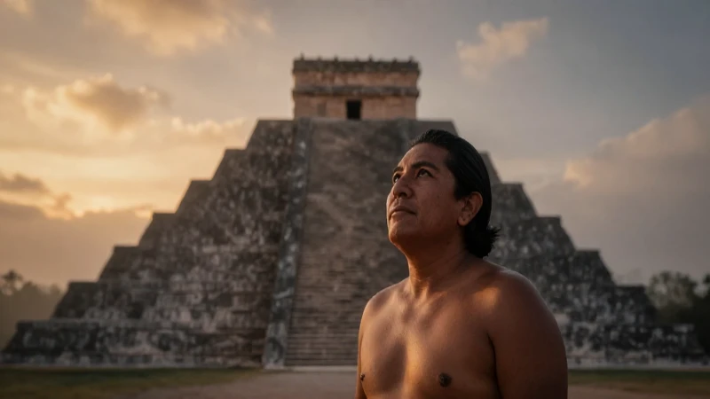 Pirámide antigua en México al atardecer