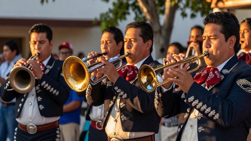 Mariachis tocan al atardecer mexicano