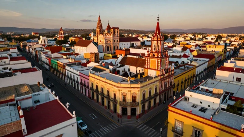 Puebla: arquitectura colonial vibrante bajo luz dorada
