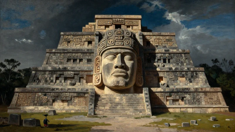Cabeza Olmeca en estilo pictórico antiguo