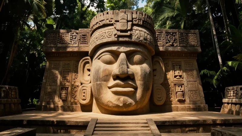 Cabeza olmeca emerge de ruinas ancestrales