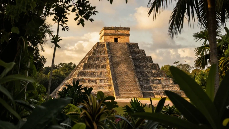 Pirámide azteca en selva dorada, cinematográfico