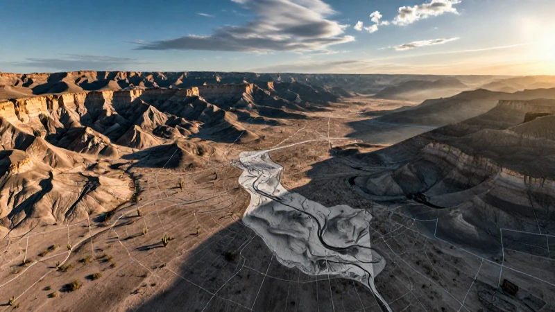Clima en Chihuahua: Qué sorpresas oculta su mapa actual 3 Paisaje desértico mexicano con mapa detallado y luz cálida