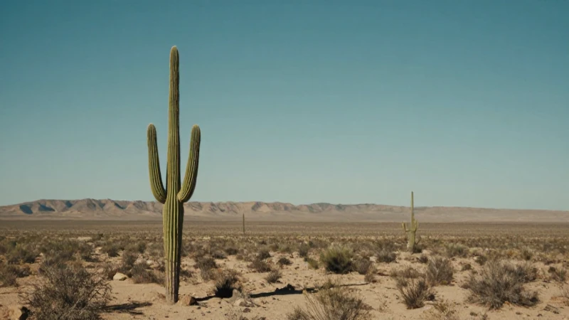 Cactus solitario bajo sol implacable, hiperrealista
